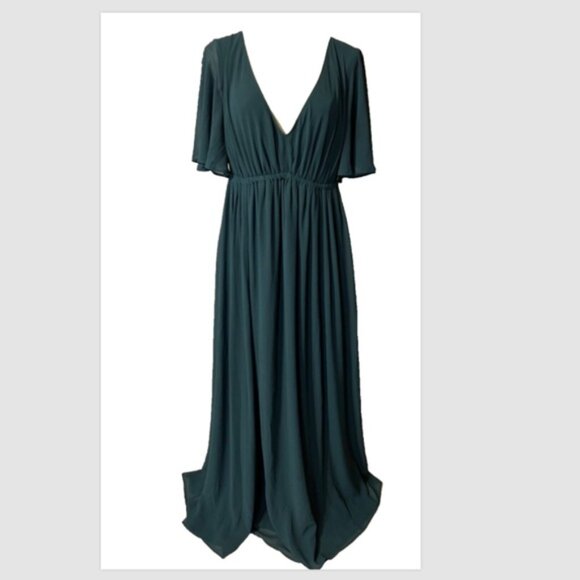 Show Me Your MuMu Dresses & Skirts - Show Me Your MuMu Dress Green Evergreen 1X Short Sleeve Maxi Wedding Formal NWT